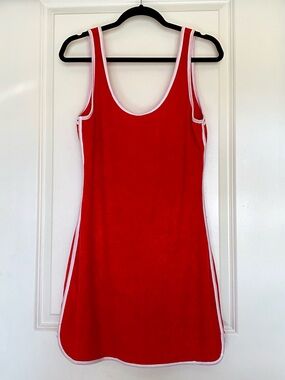 SO Women's Terry Cloth Mini Dress Red and White Size L